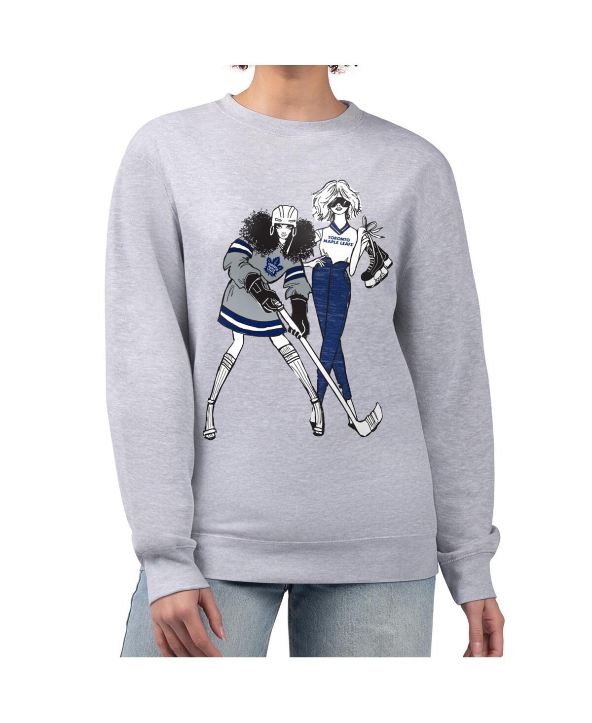 G-iii 4her By Carl Banks Women's Heather Gray Toronto Maple Leaf's Hockey Girls Team Graphic Fleece Pullover Sweatshirt