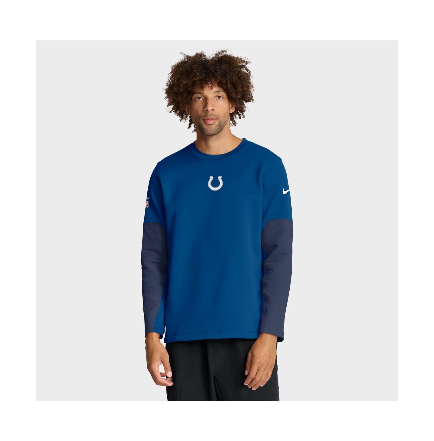 Мужская футболка Nike Royal Indianapolis Colts Sideline Coach Therma-FIT Long Sleeve — фото 1