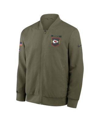 Men's Olive Kansas City Chiefs 2025 Salute to Service Sideline Full-Zip Bomber Jacket