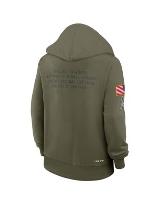Women's Olive Dallas Cowboys 2025 Salute to Service Sideline Standard Issue Dri-FIT Hoodie