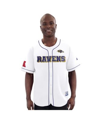 Starter - Men's&nbsp; White Baltimore Ravens Relay Full-Button Baseball Jersey