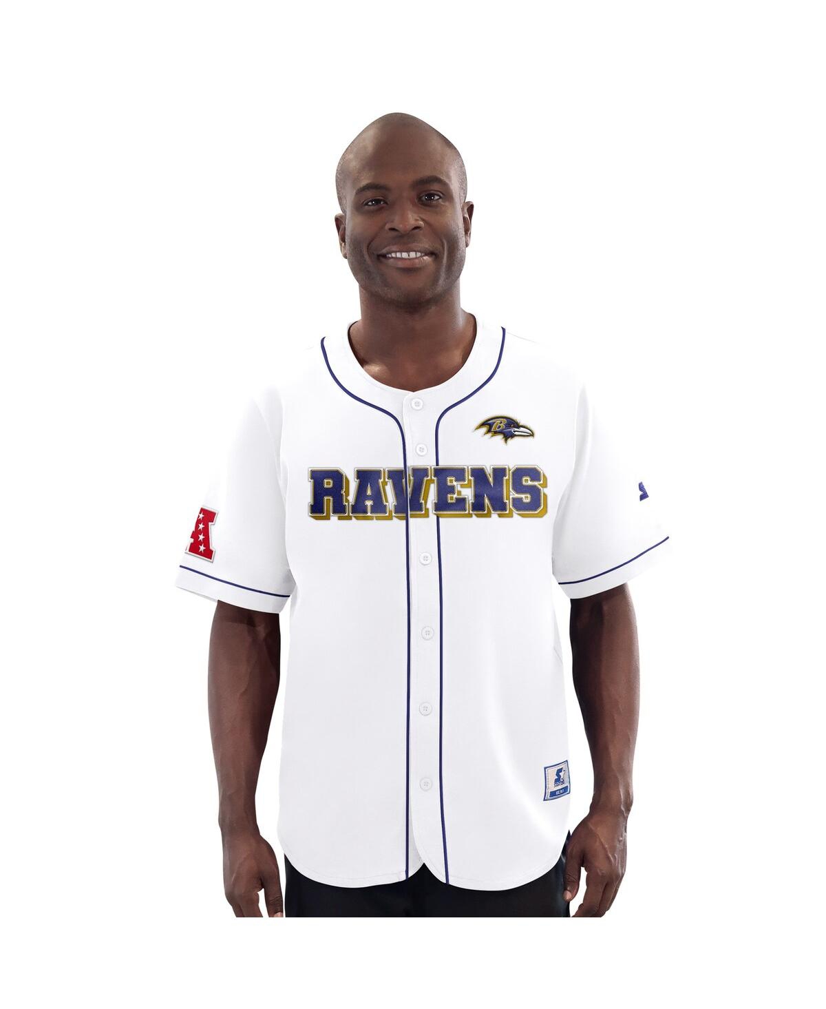 Starter Men's White Baltimore Ravens Relay Full-Button Baseball Jersey