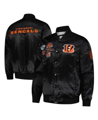 Starter - Men's Black Cincinnati Bengals Exclusive Satin Full-Snap Varsity Jacket