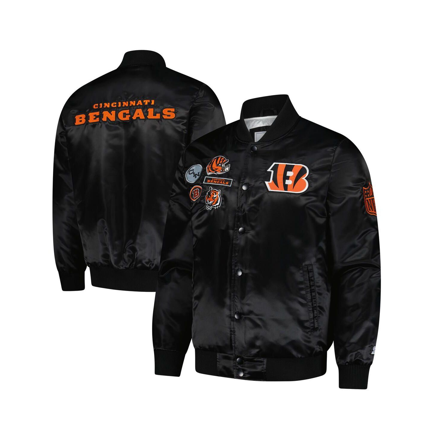 Мужская куртка Starter Black Cincinnati Bengals Exclusive Satin Full-Snap Varsity — фото 1