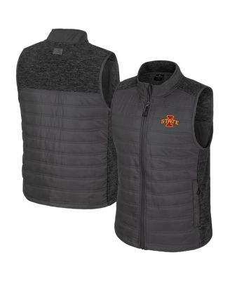 Colosseum - Men's Charcoal Iowa State Cyclones Nightman Full-Zip Puffer Vest