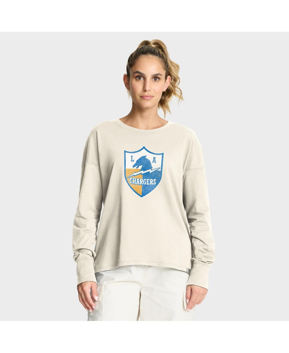 Fanatics Women's Cream Los Angeles Chargers Dove Legacy Long Sleeve T-shirt In Neutral