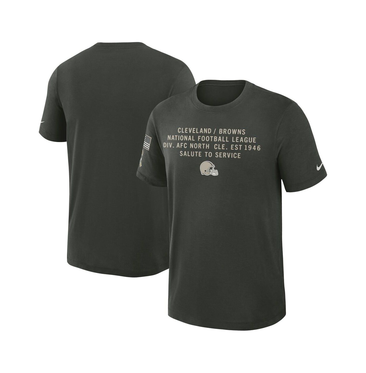 Мужская футболка Nike Dark Green Cleveland Browns 2025 Salute to Service Sideline Slub Dri-FIT — фото 1
