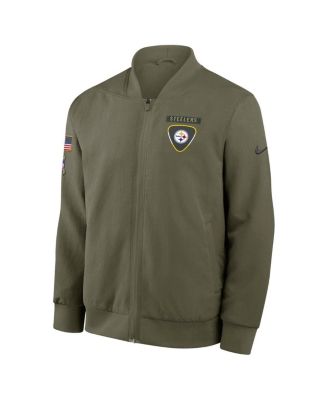 Men's Olive Pittsburgh Steelers 2025 Salute to Service Sideline Full-Zip Bomber Jacket