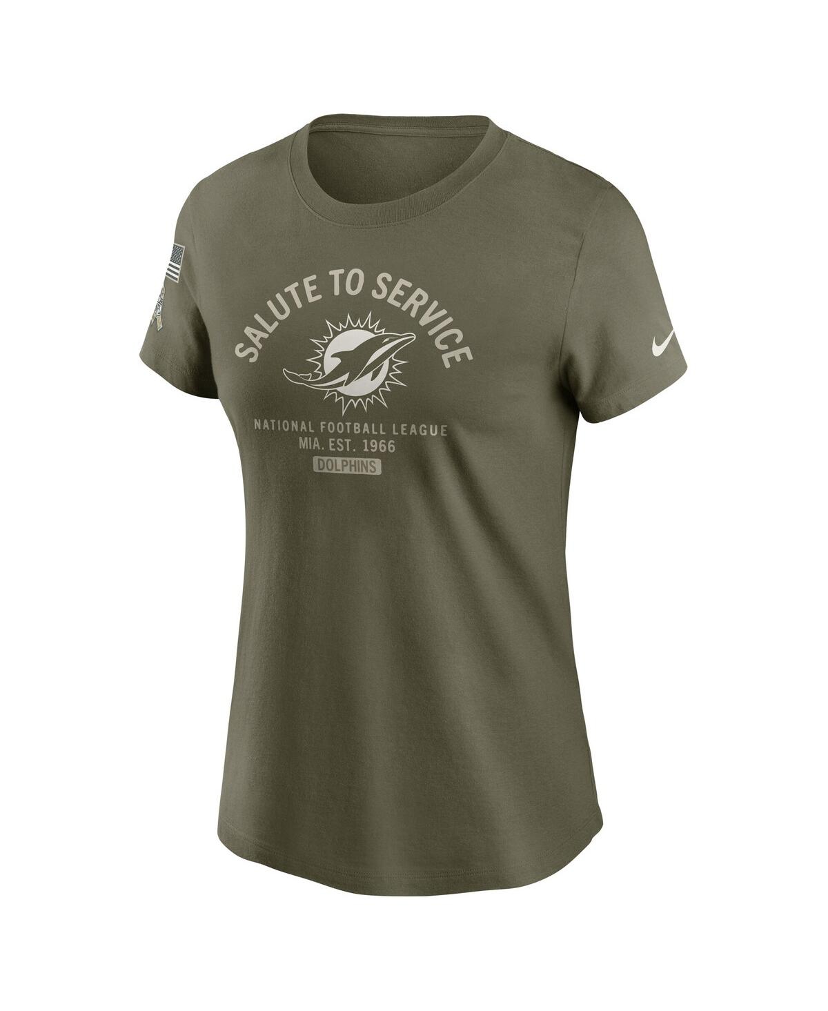 Nike Women's Olive Miami Dolphins 2025 Salute To Service Sideline T-shirt In Green
