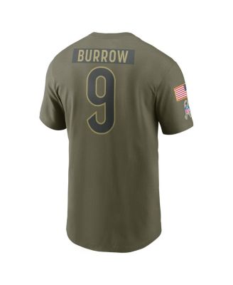 Men's Joe Burrow Olive Cincinnati Bengals 2025 Salute to Service Name Number T-Shirt