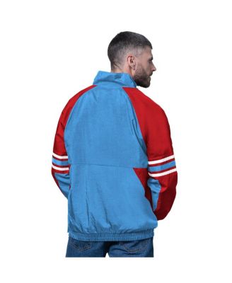 Men's Light Blue Houston Oilers Gridiron Classics Logo Prospect Half-Zip Pullover Hoodie