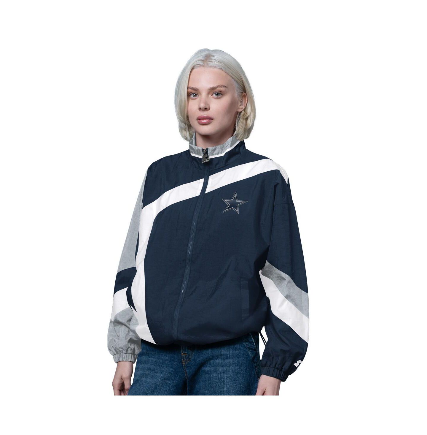 Женская куртка Starter Navy/Silver Dallas Cowboys 1st Quarter Full-Zip Windbreaker — фото 1