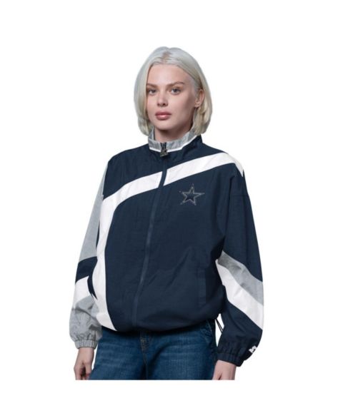 Женские куртки Starter Women's Navy/Silver Dallas Cowboys 1st Quarter Full-Zip Windbreaker Jacket