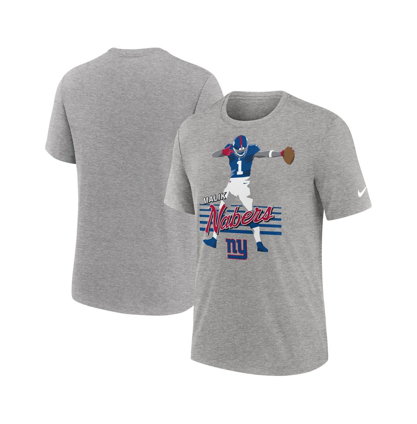 Мужская футболка Nike Malik Nabers Heather Gray New York Giants Player Graphic — фото 1