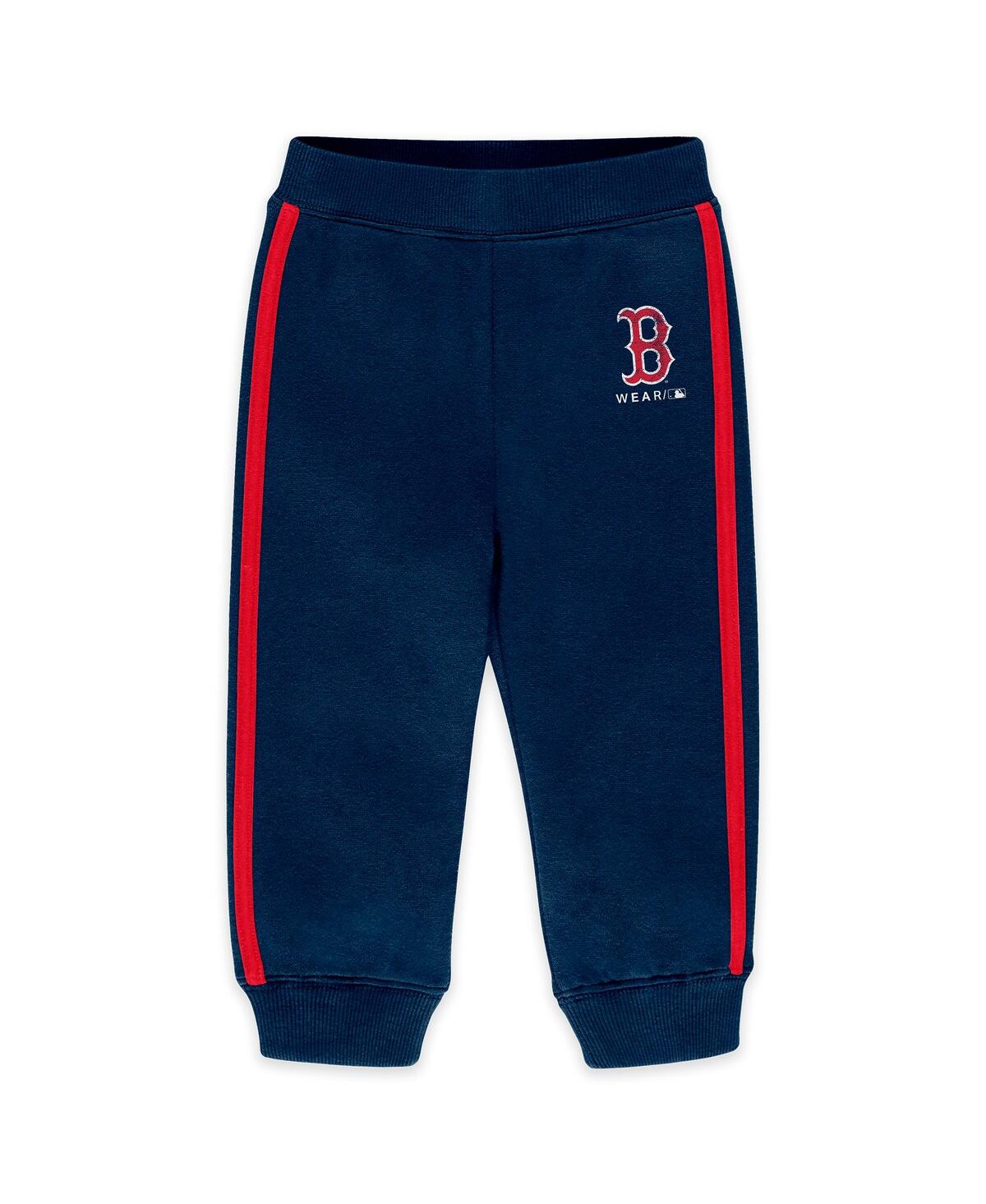 Wear By Erin Andrews Newborn 2-piece Navy Boston Red Sox Fleece Crewneck And Pants Set In Blue