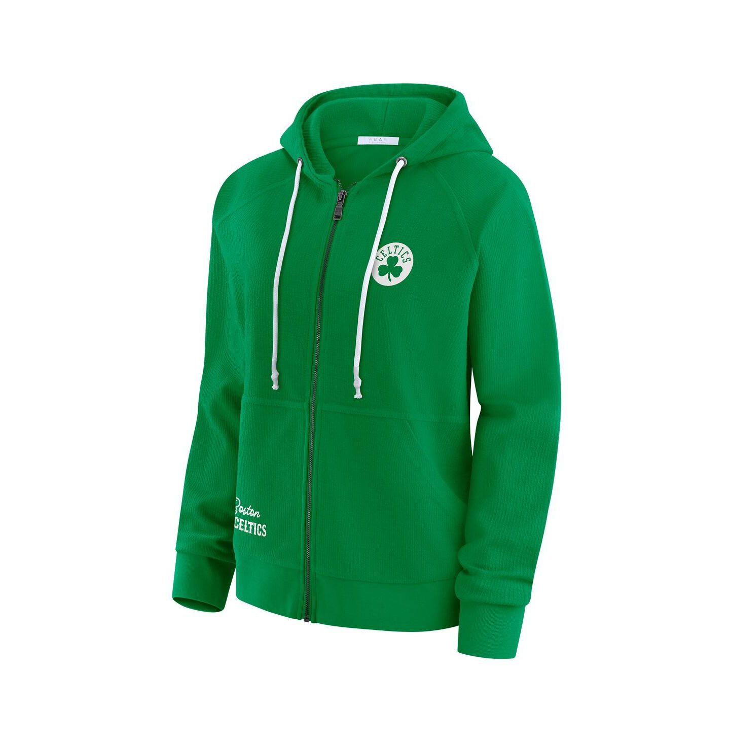 Женское худи WEAR by Erin Andrews Green Boston Celtics Full-Zip Raglan — фото 3