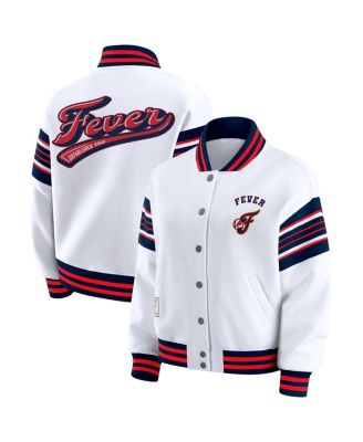 WEAR by Erin Andrews - Women's White/Navy Indiana Fever Full-Snap Fleece Sweatshirt Jacket
