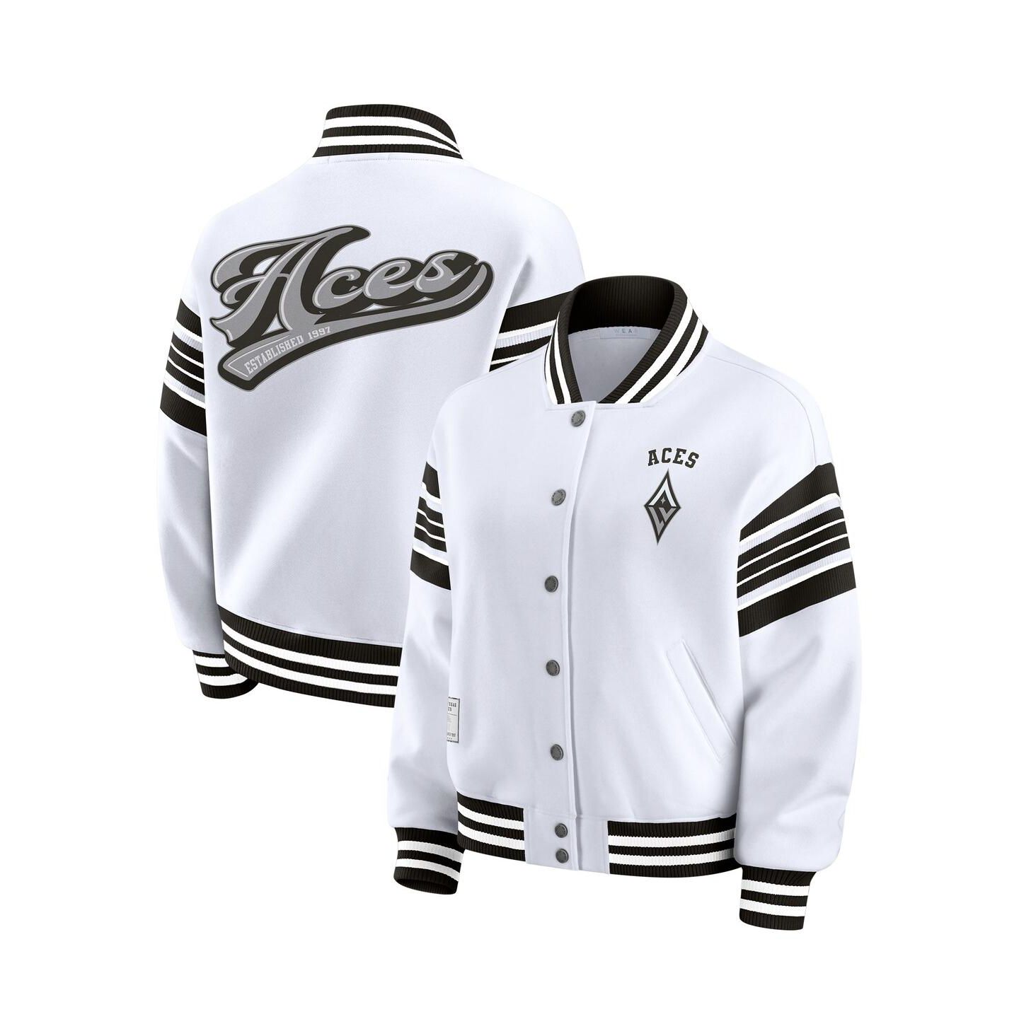 Женская куртка WEAR by Erin Andrews White/Black Las Vegas Aces Plus Size Full-Snap Fleece Sweatshirt — фото 1