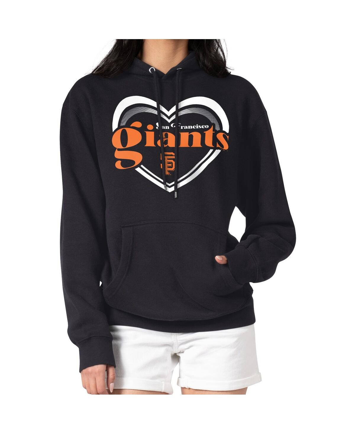 G-iii 4her By Carl Banks Women's Black San Francisco Giants Double Heart Fleece Pullover Hoodie