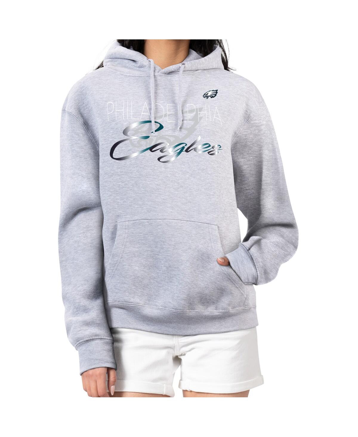 G-iii 4her By Carl Banks Women's Gray Philadelphia Eagles Shadow Logo Fleece Pullover Hoodie In Gray