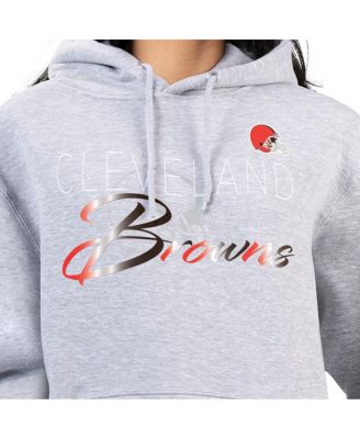 Women's Gray Cleveland Browns Shadow Logo Fleece Pullover Hoodie