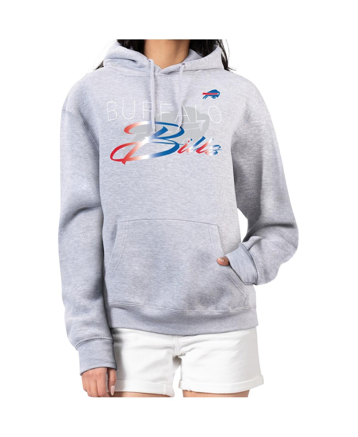 G-iii 4her By Carl Banks Women's Gray Buffalo Bills Shadow Logo Fleece Pullover Hoodie