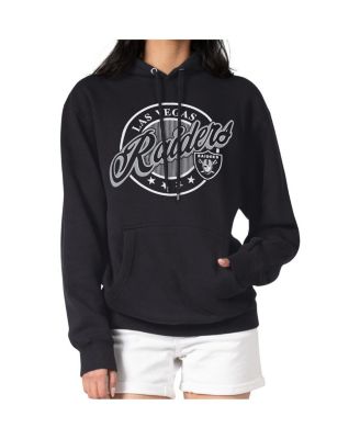 G-III 4Her by Carl Banks - Women's Black Las Vegas Raiders Pinstripe Circle Fleece Pullover Hoodie