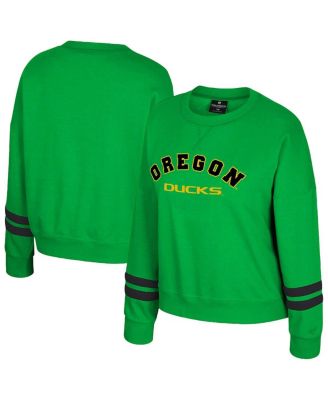 Colosseum - Women's Green Oregon Ducks Splashy Crewneck Fleece Sweatshirt