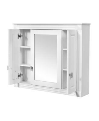 Wall-Mounted Bathroom Cabinet with Mirror and 4 Adjustable Shelves, Bathroom Storage Solution