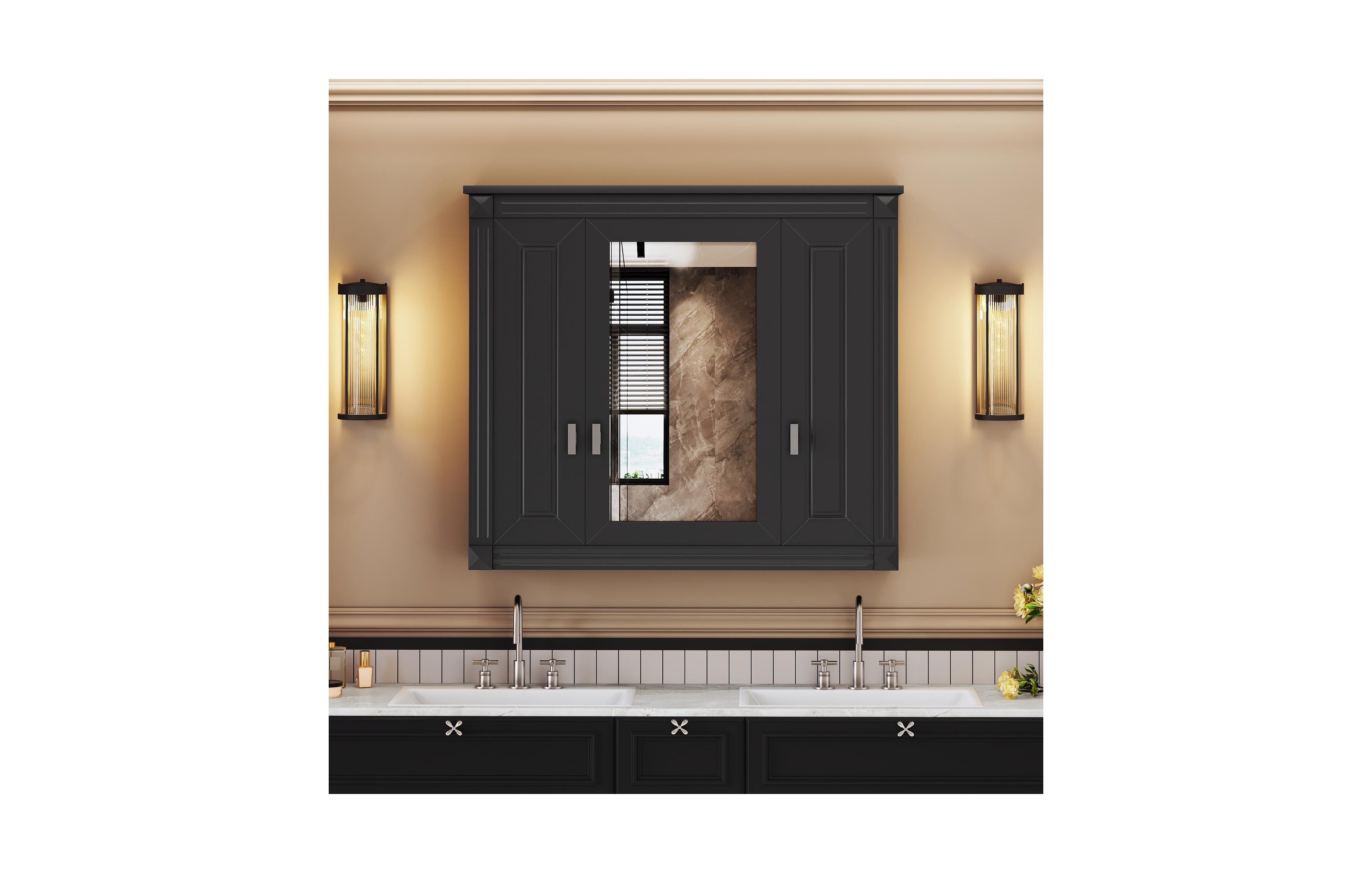 Casainc Wall-Mounted Bathroom Cabinet with Mirror and 4 Adjustable Shelves, Storage Solution
