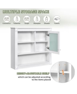32" Bathroom Wall Cabinet with Mirror and Adjustable Storage Shelves