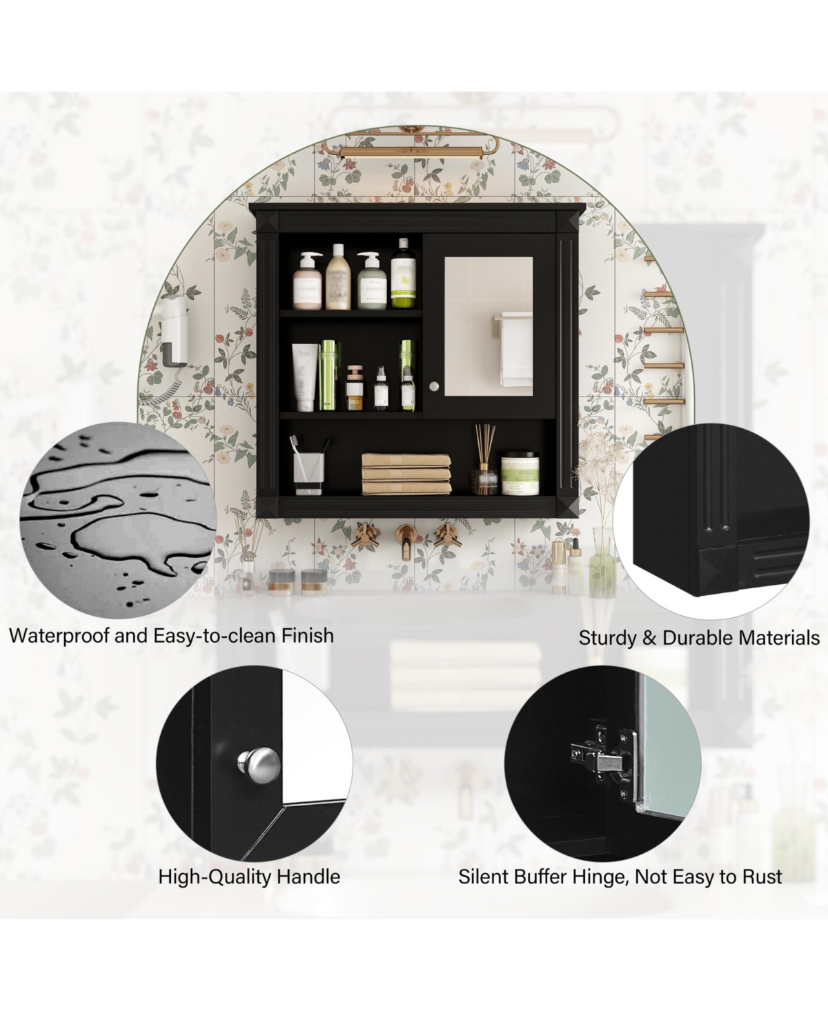 Casainc 32'' Bathroom Wall Cabinet with Mirror, Adjustable Shelves & 4 Shelves for Storage