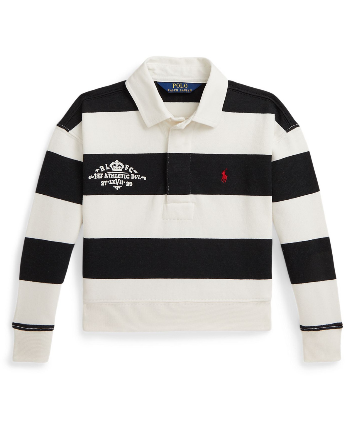 Polo Ralph Lauren Girls 2t-6x Embroidered Rugby Sweatshirt In Black
