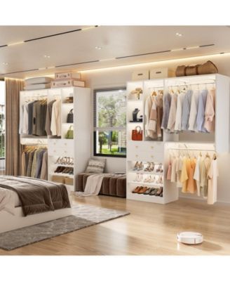 Closet System with Wooden Drawers and Two Hanging Rods