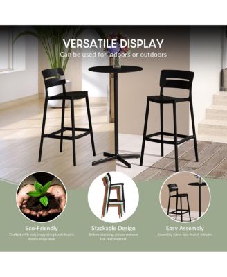 3-Piece Outdoor Adjustable Round Bar Height Patio Table Dining Set