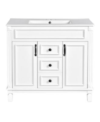 36'' Bathroom Vanity with Top Sink, Mirror Cabinet, 2 Soft Closing Doors & 2 Drawers