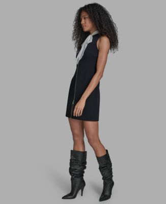 Women's Bow Detail Zip Front Dress