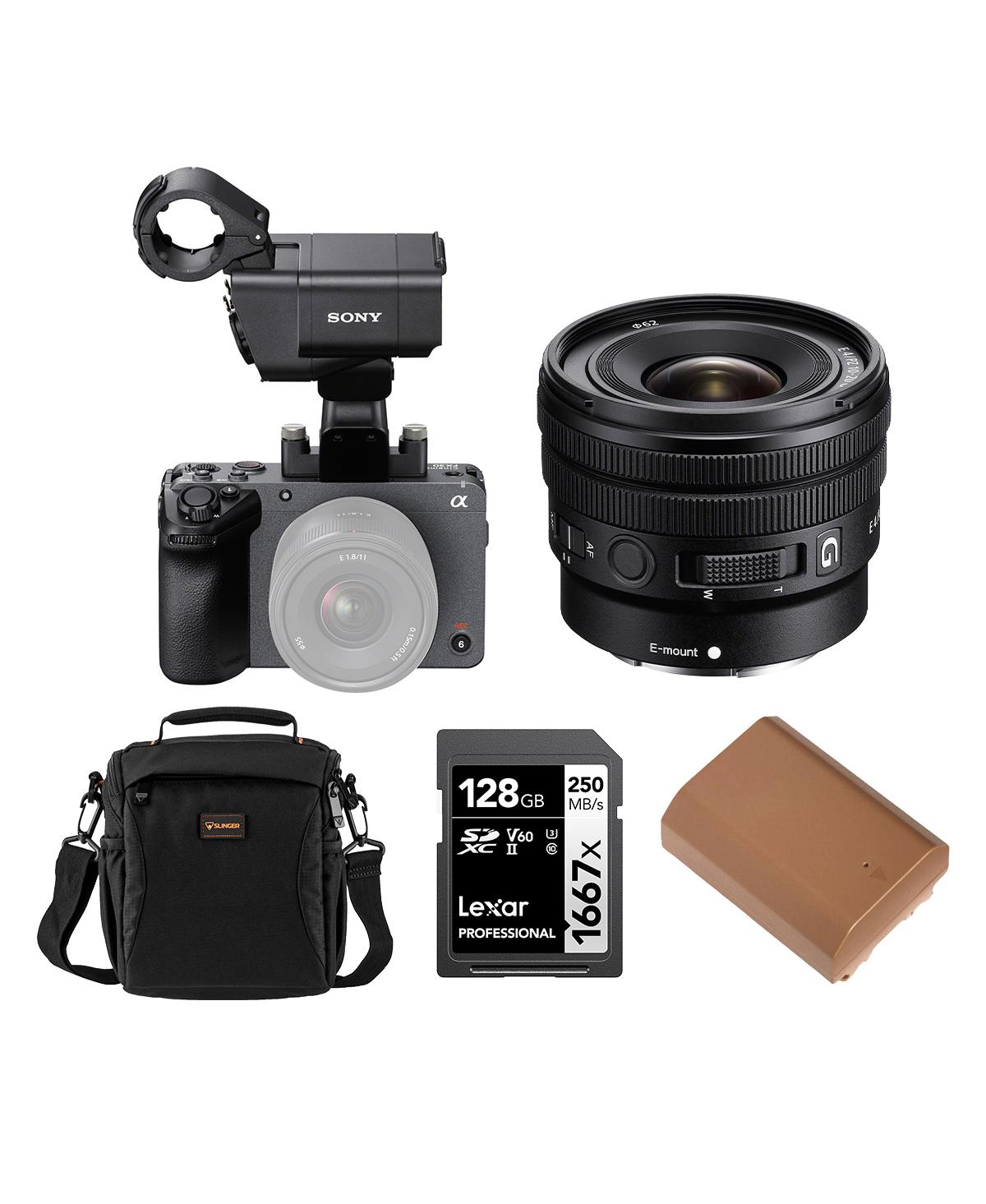 Sony FX30 Super 35 Cinema Line Camera with Xlr Handle Unit with E Pz 10-20mm f/4 G Lens, Np-FZ100 17.3Wh 7.2V 2400mAh Lithium-Ion Battery Pack