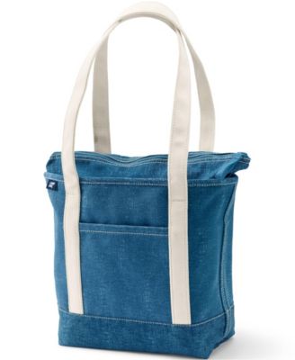 Medium Solid Color 5 Pocket Zip Top Long Handle Canvas Tote Bag