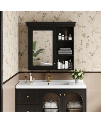 30'' x 28'' Wall Mounted Medicine Cabinet with Mirror & Storage Organizer