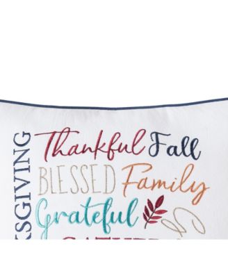 Fall Thankful Gather Blessed Font 100% Cotton Accent Throw Pillow 18" x 18"