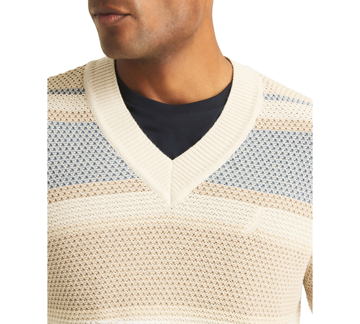 Nautica Men's Striped Long Sleeve Sweater In Brown