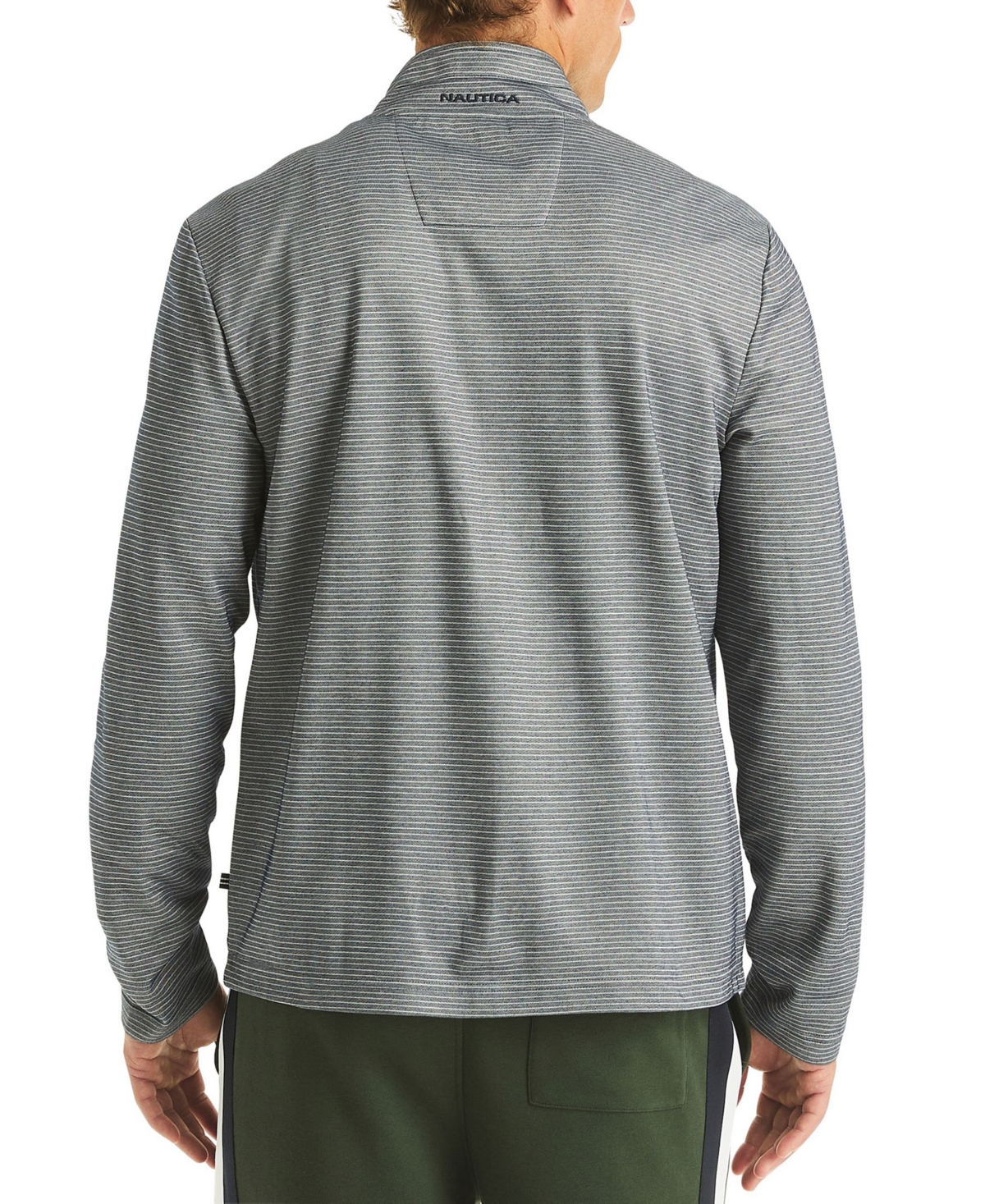 Nautica Men's Striped Quarter-zip Sweatshirt In Gray