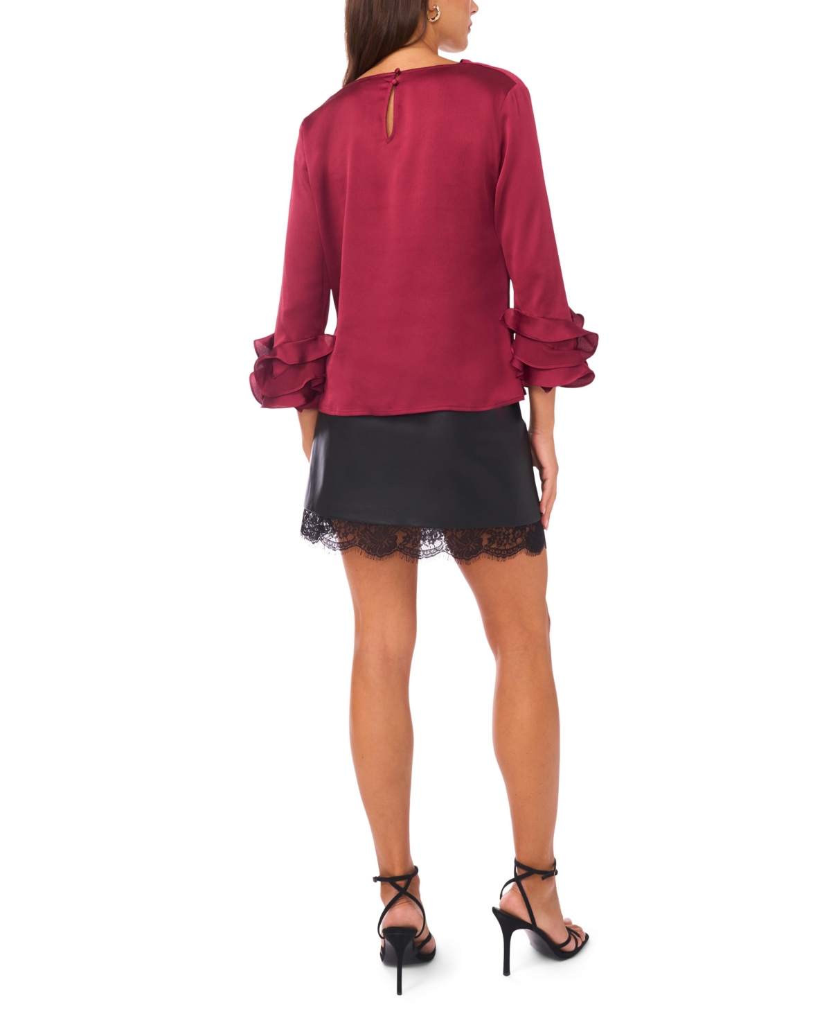 Vince Camuto Women's Cowl Neck Tiered Top In Burgundy