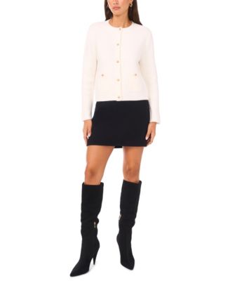 Women's Patch Pockets Long Sleeves Cardigan