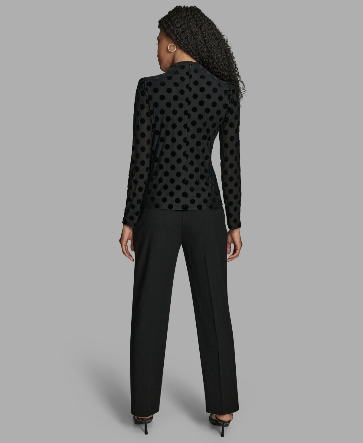 Bcbg Women's Polka Dot Print Long Sleeve Blouse In Black