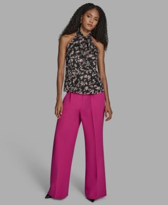 Women's Floral Print Tie Neck Blouse