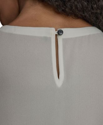 Women's Contrast Ruffle Detail Sleeveless Blouse