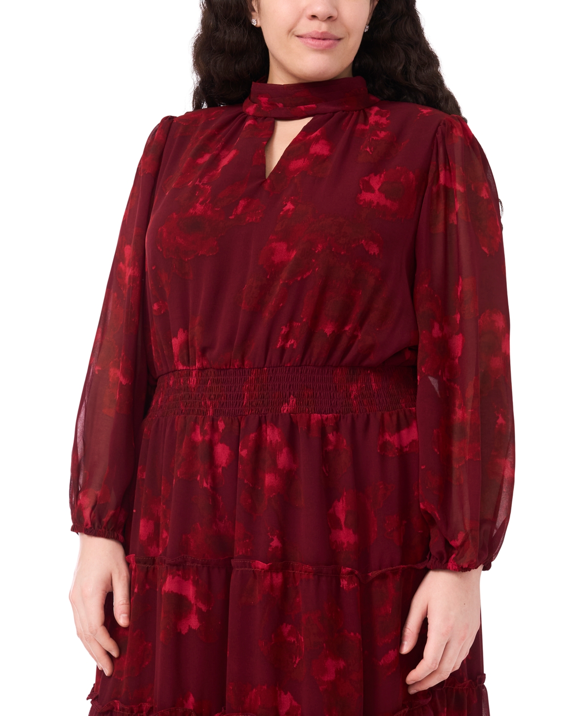 Msk Plus Size Printed Maxi Dress In Red