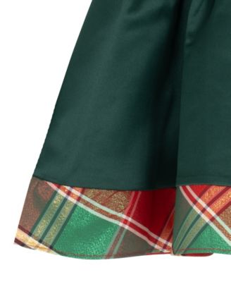 Baby Girls' Satin Cap Plaid Bow Dress and Diaper Cover, 2-Piece Set